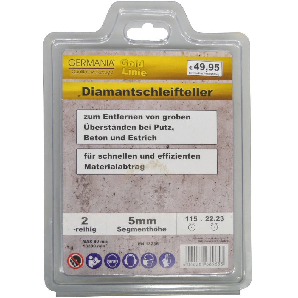 GERMANIA Diamantschleifteller zweireihig, 115 x 22,23 mm GERMANIA Diamantschleifteller Zweireihig, 115 X 22,23 Mm -Germania