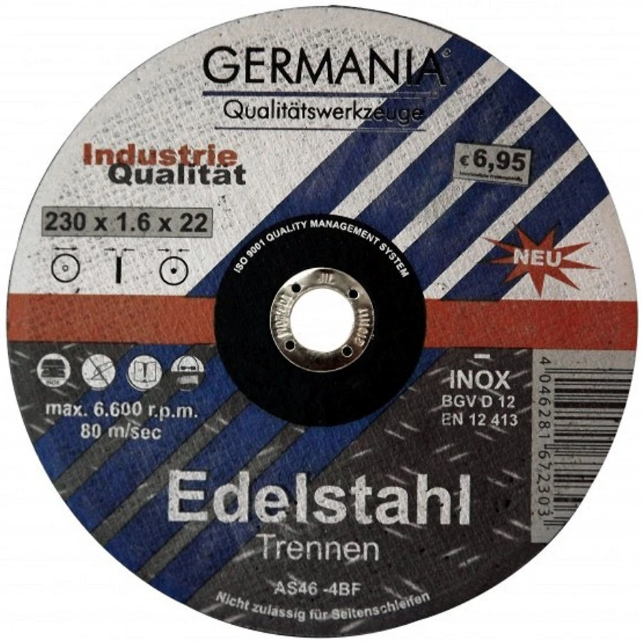 Trennscheibe Edelstahl INOX 230x1,6 Industriequalität Trennen Trennscheibe Edelstahl INOX 230x1,6 Industriequalität Trennen -Germania 5345 edelstahl 230