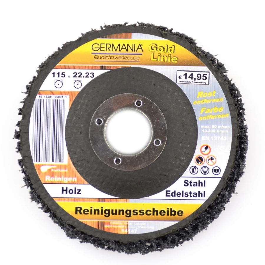Reinigungsscheibe 115 x 22,23 Holz Edelstahl Stahl Reinigungsscheibe 115 X 22,23 Holz Edelstahl Stahl -Germania 9985 reinigungsscheibe 115x22 23 schwarz holz edelstah 1