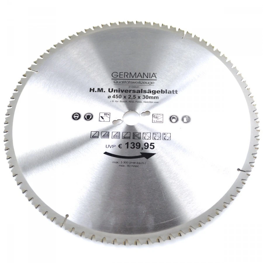 HM Multi-Sägeblatt 450x30mm 80Zähne universal HM Multi-Sägeblatt 450x30mm 80Zähne Universal -Germania
