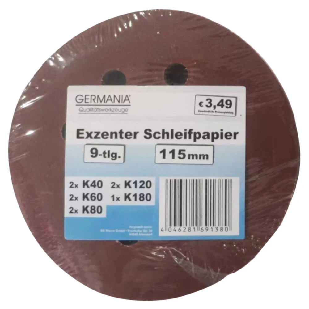 GERMANIA Schleifpapier-Set 9-teilig 115 mm von K40-180 GERMANIA Schleifpapier-Set 9-teilig 115 Mm Von K40-180 -Germania