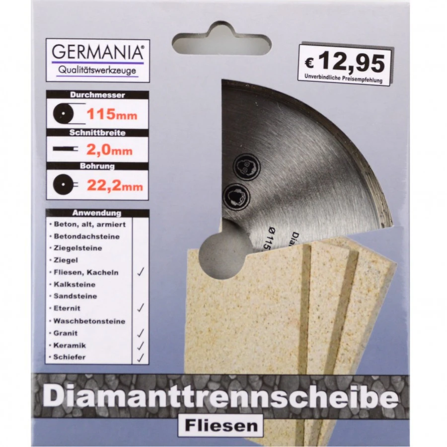 Diamanttrennscheibe 115 x 2,0 x 22,2 mm Diamanttrennscheibe 115 X 2,0 X 22,2 Mm -Germania